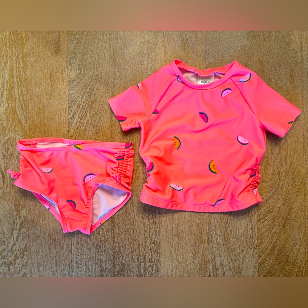 Carter’s Melon Bikini Bottom and Rashguard Top